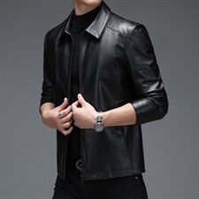 WL-ZQM9816男式2023秋季新款翻领头层山羊皮仿鹿纹皮衣男P900图片