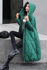 羽绒服90绒女中长款2020年冬季新款连帽外套加大加厚，女装羽绒服，海爱依仁