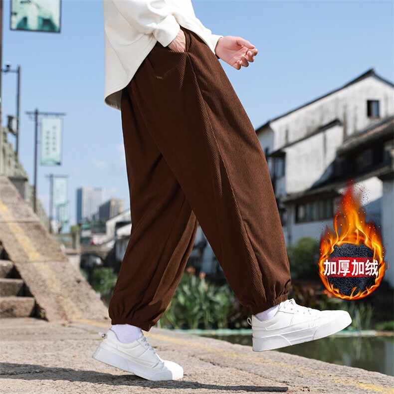 风冬季新款灯芯绒长裤子男束脚裤日系复古大码休闲裤K28-P45,男装休闲裤,星座225-1