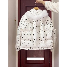 1506-1/M78191/P89连帽棉服女冬季小个子雪花兔子印花面包服外套，男装棉衣，星座1506-1