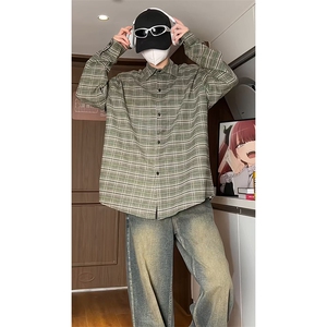 宽松港风格子衬衫男KD628-P30图片