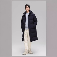 90%白鸭绒羽绒服长款过膝连帽压胶加厚保暖外套H810-P260368，男装羽绒服，星座1210A