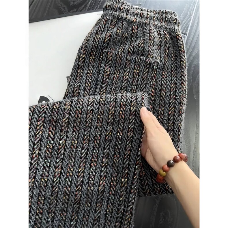 美式加厚裤子男秋冬小香风条纹编织直筒休闲裤XK84-P60,男装休闲裤,星座208-5