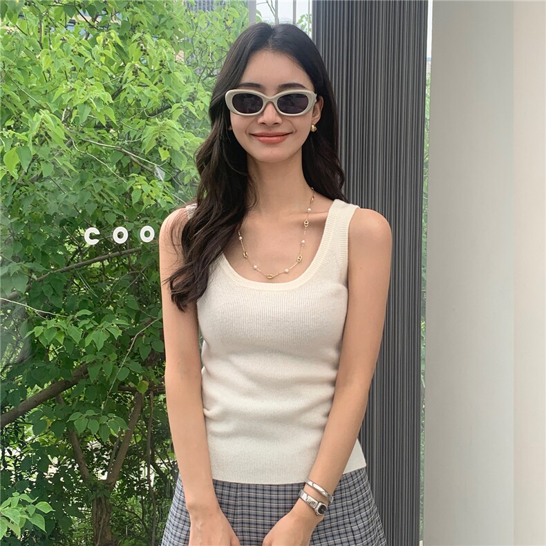 2025舒适百搭简约宽吊带背心舒适保暖内搭,女装羊绒衫,玛卡隆羊绒