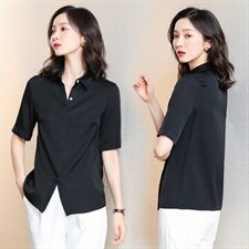 重磅真丝衬衫女2024年夏季新款高端气质短袖职业装缎面桑蚕丝上衣，女装衬衫，阿舍尔精品