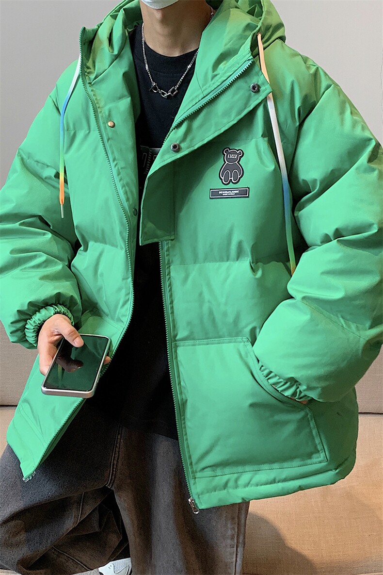 港风新品小熊加厚宽松连帽面包服棉衣外套情侣装棉服G1033P128,男装棉衣,电商A339