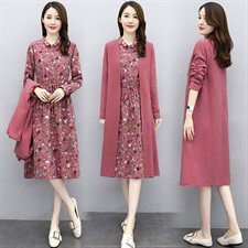 时尚优雅女装套装修身显瘦花裙子两件套XBL092，女装套装/套裙，欣贝拉