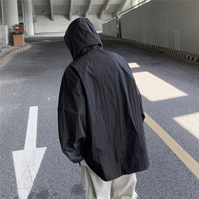 2025夏季新款宽松防晒服透气速干连帽轻薄防晒衣男款JK9323P40,男装防晒衣,星座1108
