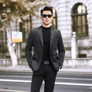 新款男士西装外套青年商务秋季休闲纯色西服6807P155图片
