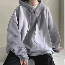 慵懒风纽扣连帽毛衣男2025秋冬美式设计感痞帅ins潮流线衣，男装针织衫/毛衣，星座218-8