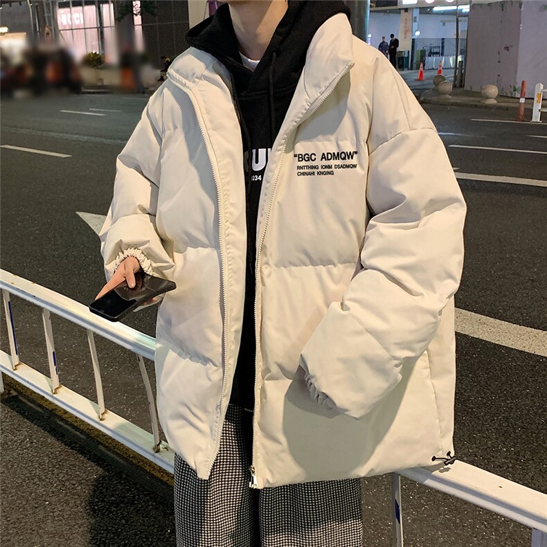 港风23新款冬季时尚百搭宽松立领印花棉服外套MY62052P95控118,男装棉衣,电商A268A