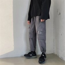 20秋装港风大码潮流工装灯芯绒宽松抽绳小脚休闲男裤K1016-P45，男装休闲裤，电商A009A（原A058A）