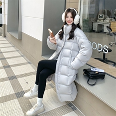 灰色立领中长款泡芙羽绒服女冬2025超火好看高级小众加厚保暖外套，女装羽绒服，2C016