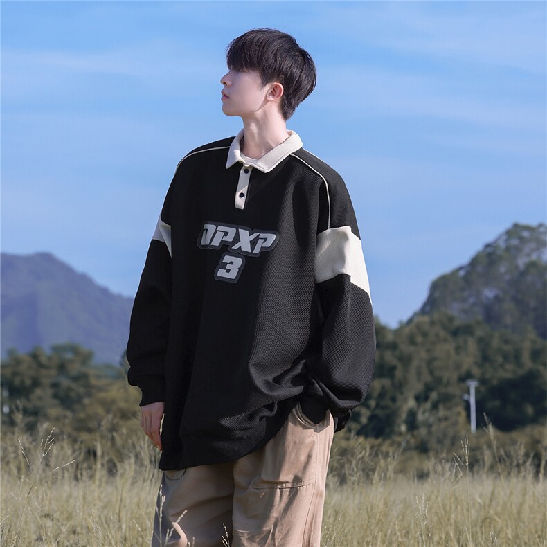 2025春季新款OPXP字母印花休闲翻领男士长袖卫衣WY817/P58控78,男装卫衣,电商A148