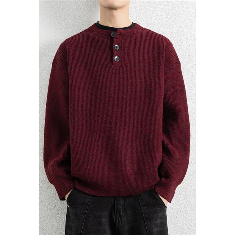 25622-特P60秋季时尚圆领毛衣套头衫男士针织衫宽松纯色打底衫,男装针织衫/毛衣,电商D310B