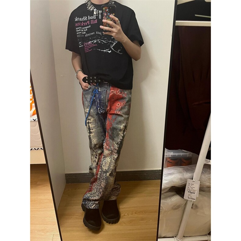 【有货】数码印花牛仔裤男款美式高街直筒裤子N0097CC-特P72,男装牛仔裤,星座1007（原301D）
