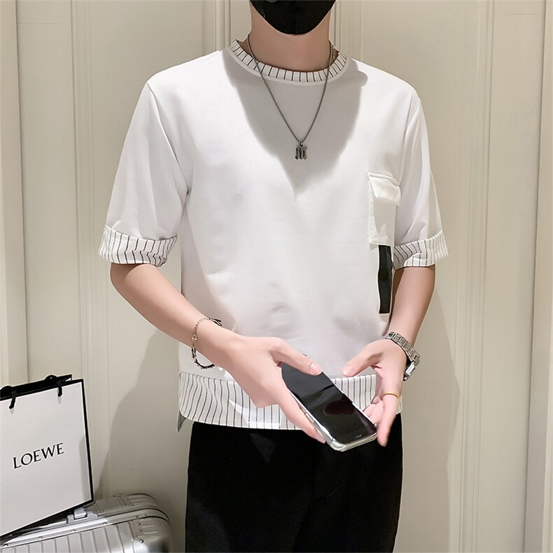 社会小伙夏季t男潮流五分袖短袖t恤数据款上衣A210-A116-P40 控58图片