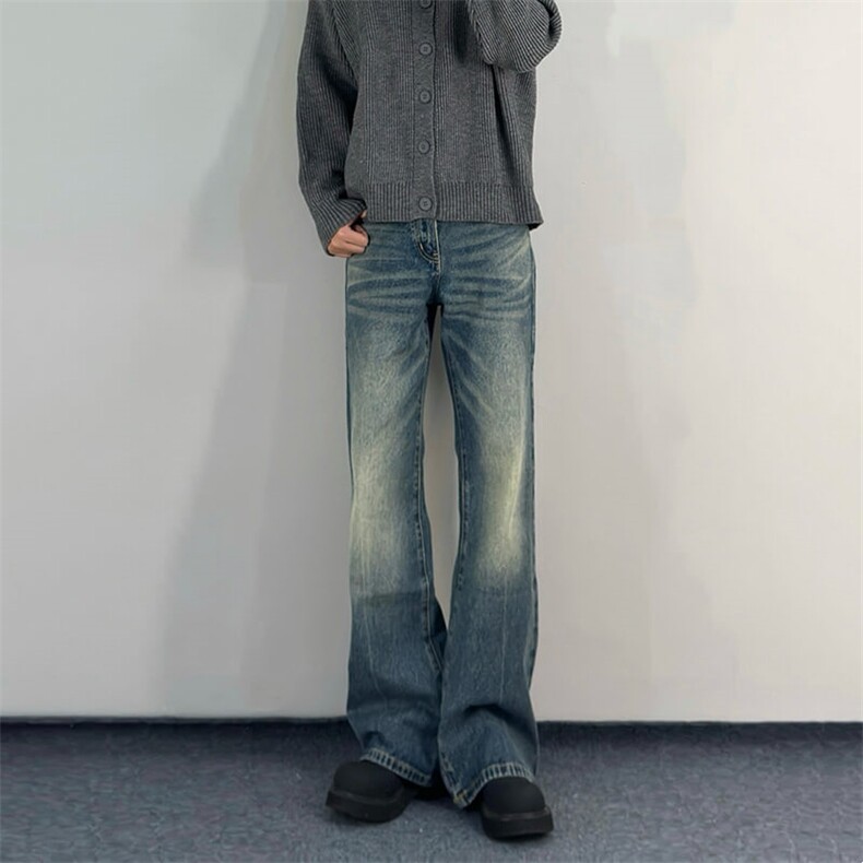 【有货】DCS965-P50牛仔裤男潮牌休美式常规微喇直筒修身显高裤,男装牛仔裤,星座603-2