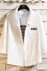 QC58294-P45亚麻七分袖衬衫男大码五分袖衬衣男短袖，男装T恤，电商A040A