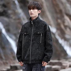 机车皮衣男秋季立领男士皮夹克休闲潮流外套青年A266-PY012-P75，男装皮衣，电商A266