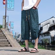 新中式提花盘扣宽松休闲七分裤802-P55，男装牛仔裤，星座816A（原B366）