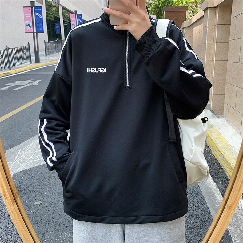 hiphop立领卫衣潮牌2021半拉链上衣宽松高级感薄款外套W1301-P38,男装卫衣,星座512-2
