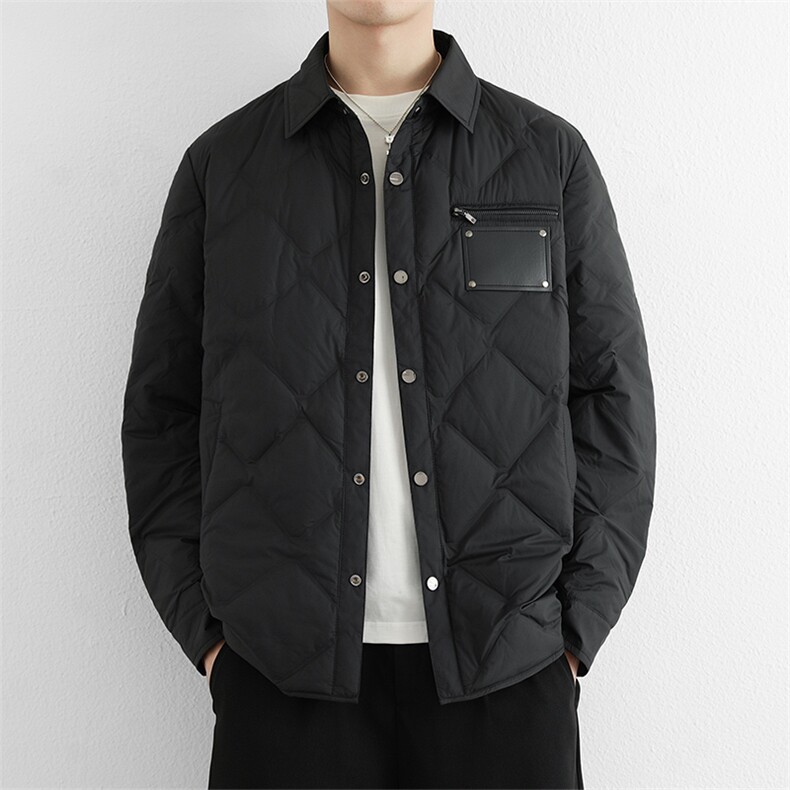 商务通勤轻薄款羽绒服男士轻便保暖衬衫式时尚翻领羽绒服外套潮,男装衬衫,星座914