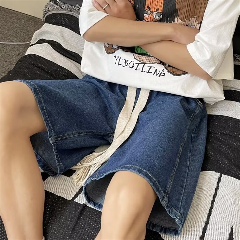 港风ins复古牛仔短裤男夏季宽松休闲潮流百搭学生五分裤WD51-P35,男装牛仔裤,星座1008-1