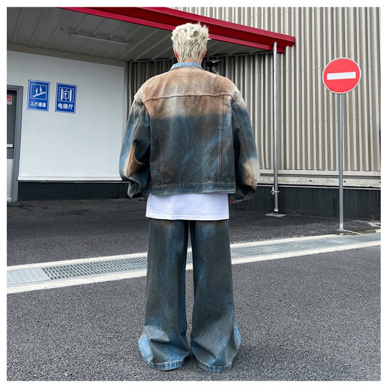 牛仔套装男复古工装休闲夹克ins潮牌青少年翻领上衣TZ018-P130,男装夹克,星座308B-2