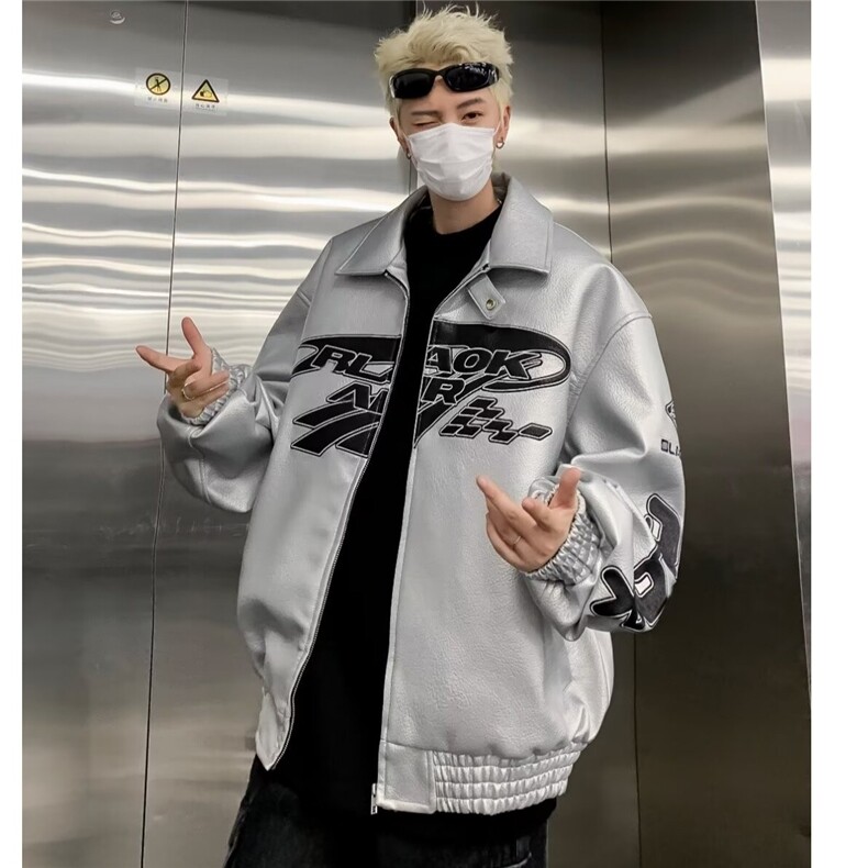男皮夹克机车风皮衣韩版宽松上衣夹克潮酷外套痞帅春秋8507/P90,男装夹克,星座506