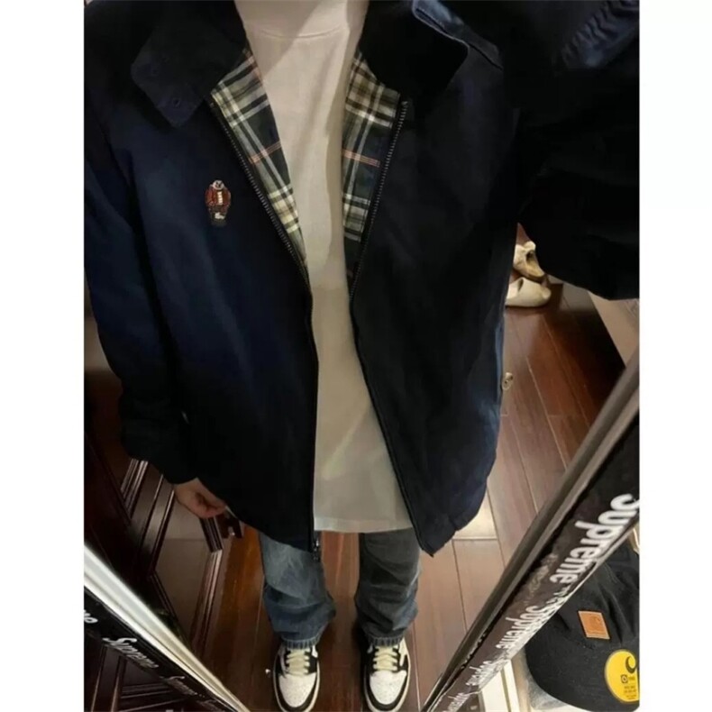现货自制款高质量大货美式复古藏青色哈林克顿夹克外套男,男装夹克,星座910A