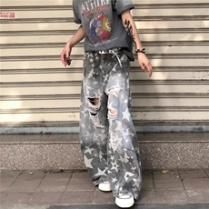 A490-P50气质慵懒牛仔裤流行原宿时尚潮流新款日系简约文艺，男装牛仔裤，电商B323A