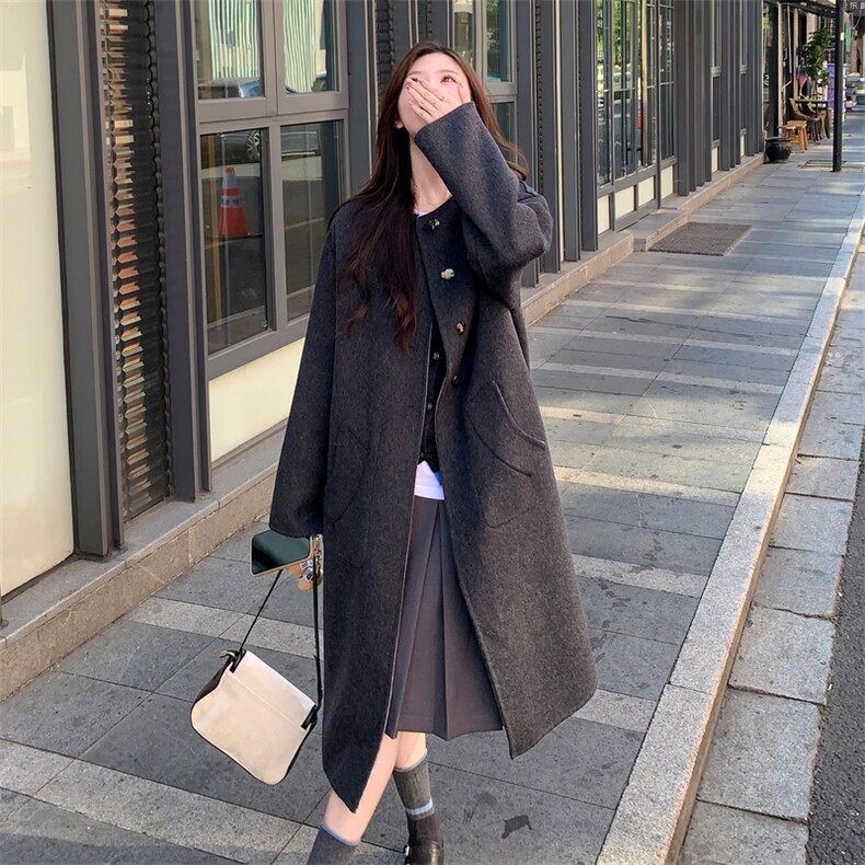 现货秒发新款双面羊毛呢大衣外套正反两穿,女装毛呢外套,丝露怡语