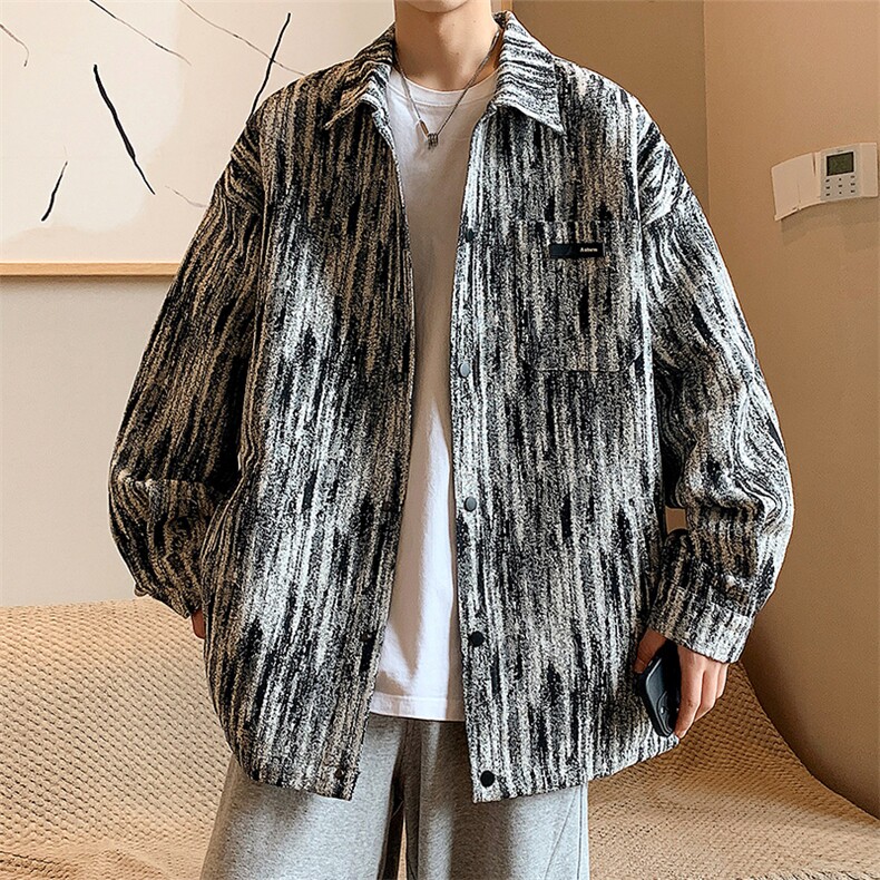1506/QW10260/P46新款春秋衬衫男高级感夹克情侣宽松上衣外套潮图片