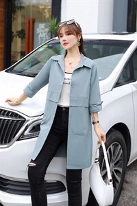 风衣外套中长款,女装风衣,千利红