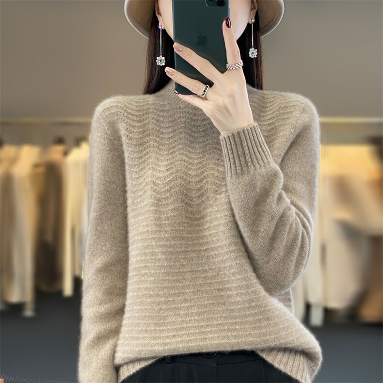 秋冬新款高领毛衣女宽松加厚韩版打底长袖燕麦针织衫潮,女装羊毛衫,大美人高端店