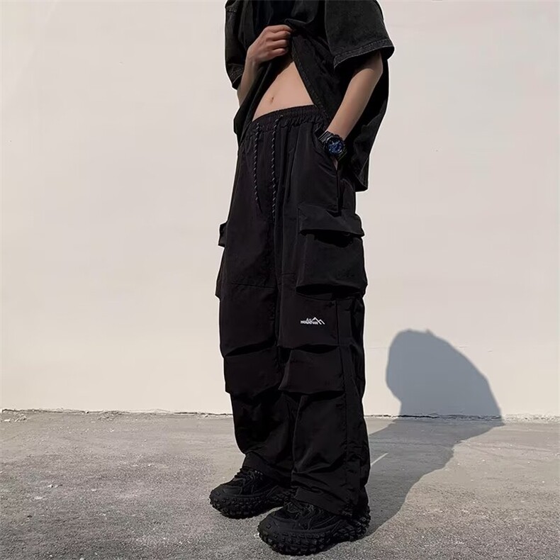 秋季美式宽松休闲裤男潮流大口袋工装直筒阔腿伞兵长裤K6625-P42,男装工装外套,星座412-3