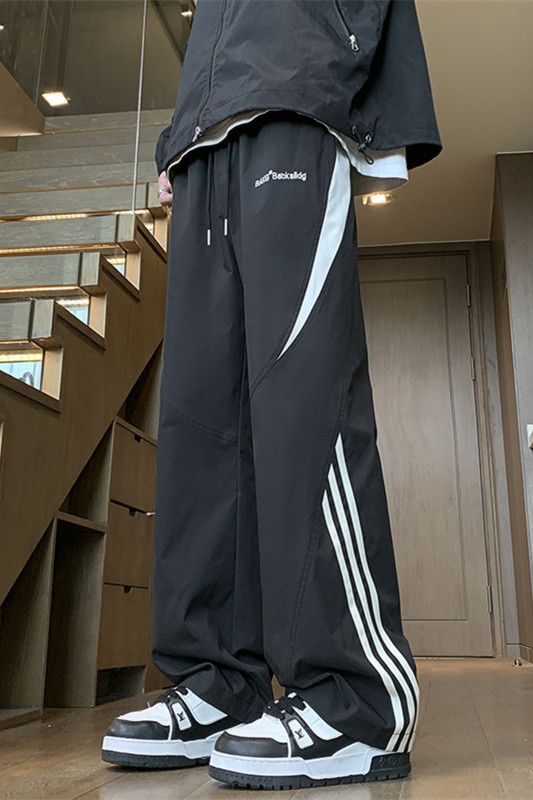 秋季新款条纹拼接字母绣花防水冲锋休闲裤XZ604-KG93-特P40控78,男装休闲裤,星座604