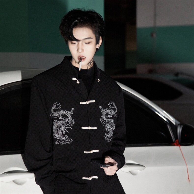 夏季新中式盘扣中山装高级感痞帅立领X2362-P45，男装民族服装，星座1109-4