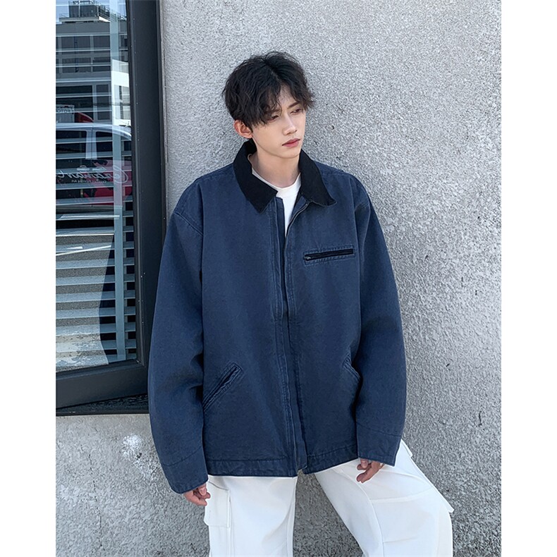 秋季新款港风日系复古纯棉帆布双层翻领夹克外套男潮JK1287-P78,男装夹克,星座313A(原308A-2)