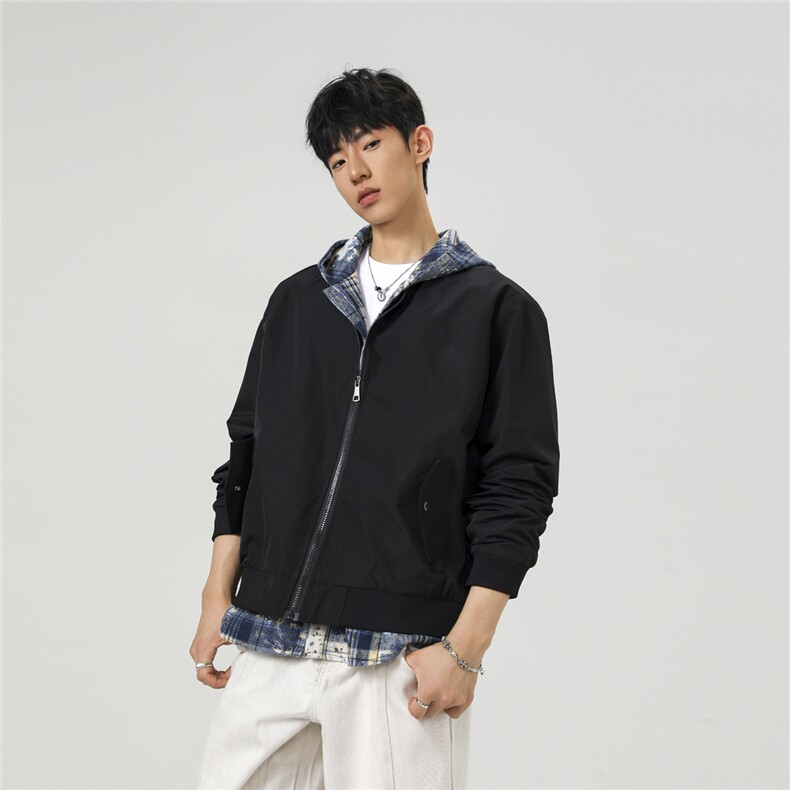 可二开假两件格子拼接大码M-5XL夹克聚酯纤维JK78094P75控118,男装夹克,星座226-1
