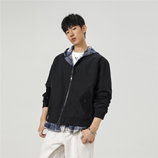 可二开假两件格子拼接大码M-5XL夹克聚酯纤维JK78094P75控118，男装夹克，星座226-1