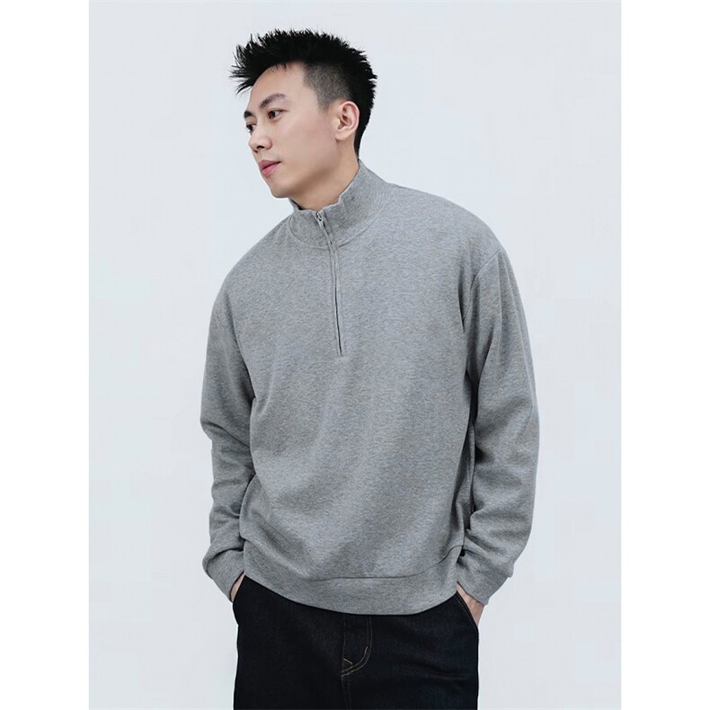 网图春季港风潮牌320g重磅华棉半拉链立领卫衣男W6080-特P29控58，男装卫衣，电商A001