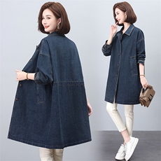 牛仔外套女款2024新款爆款春秋大码宽松气质妈妈风衣初秋薄款上衣，女装风衣，希欧阁