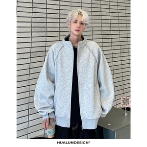 美式复古慵懒风半高领拉链卫衣男宽松廓形休闲解构外套JK702-P68图片