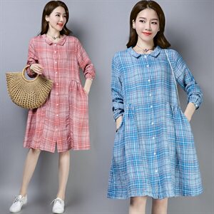 连衣裙百搭时尚修身彩色2021年春季格子甜美图片