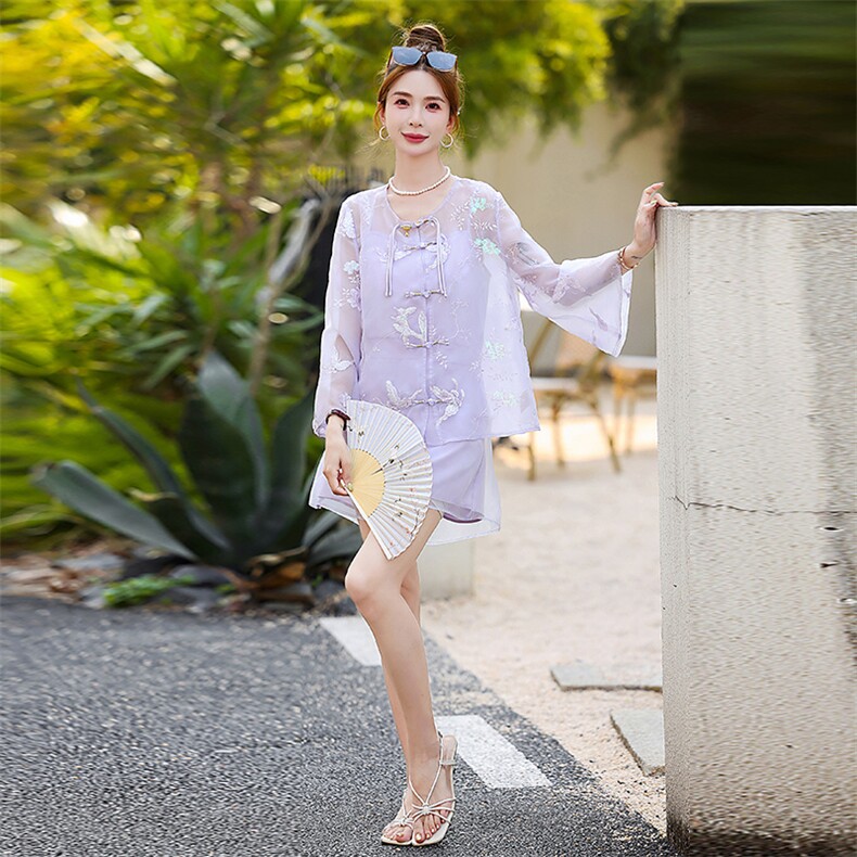新中式国风短裤套装女2025夏新款高级感绝美气质小香风一整套穿搭,女装套装/套裙,歌伊格美