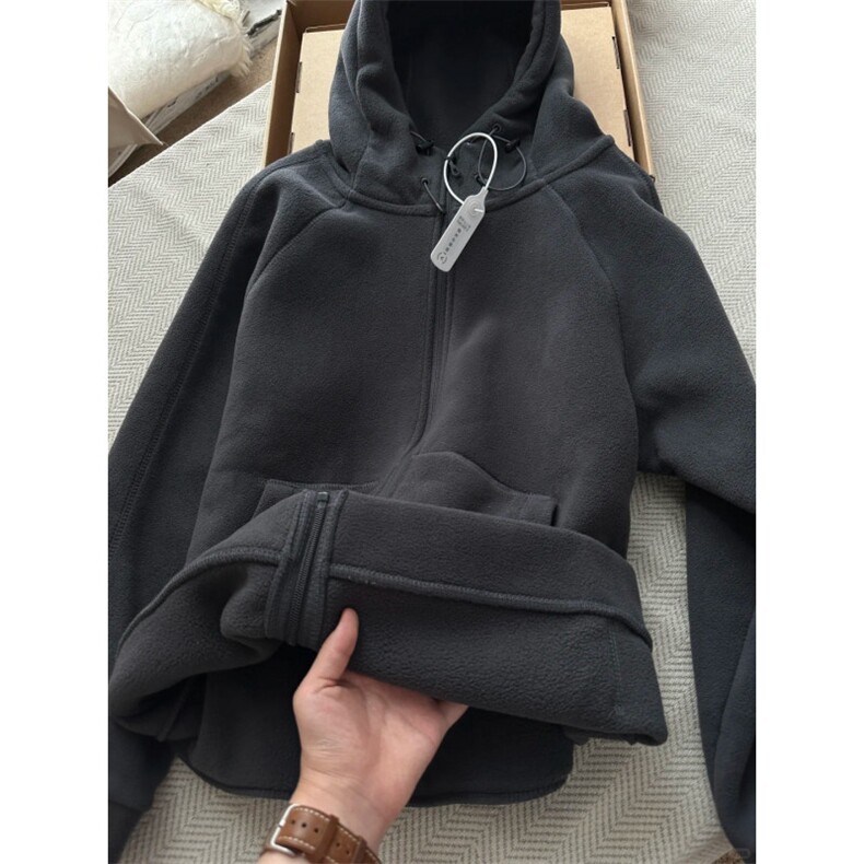 摇粒绒连帽拉链卫衣外套1302-GS02-P55成分100聚酯纤维,女装短外套,星座1302