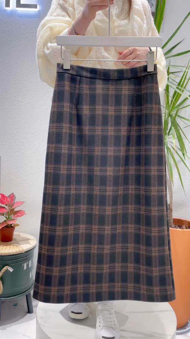 秋款格子中裙smL，其它，秀禾