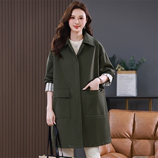 高端风衣女2025春秋季新款大码胖mm显瘦时尚休闲气质减龄大衣外套，女装风衣，江忆布依
